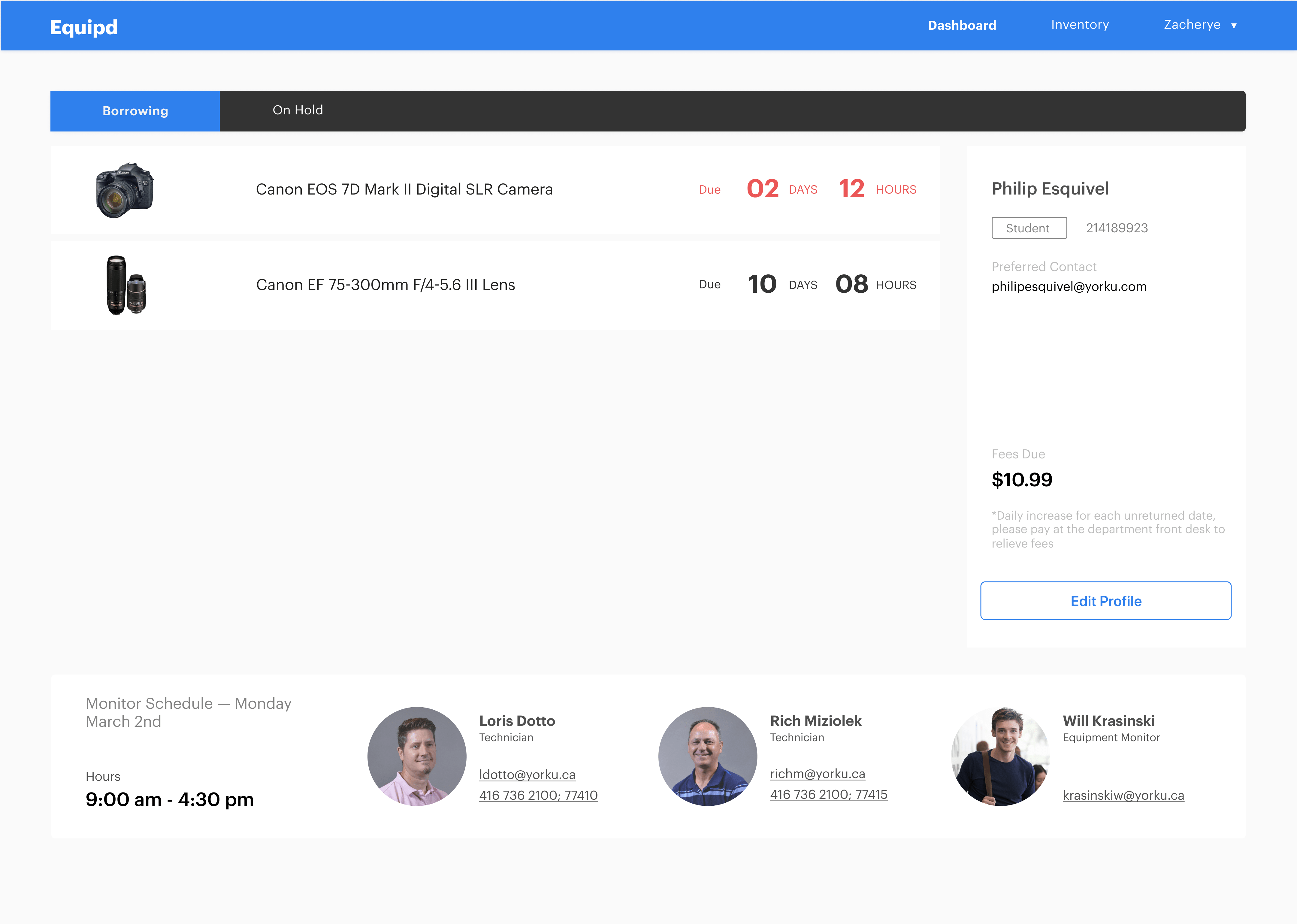 Student Dashboard — Borrow-min